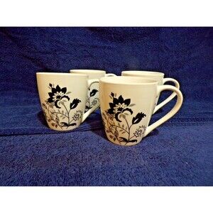 Gallery "Rebecca" White & Black Coffee Mugs Set of 4